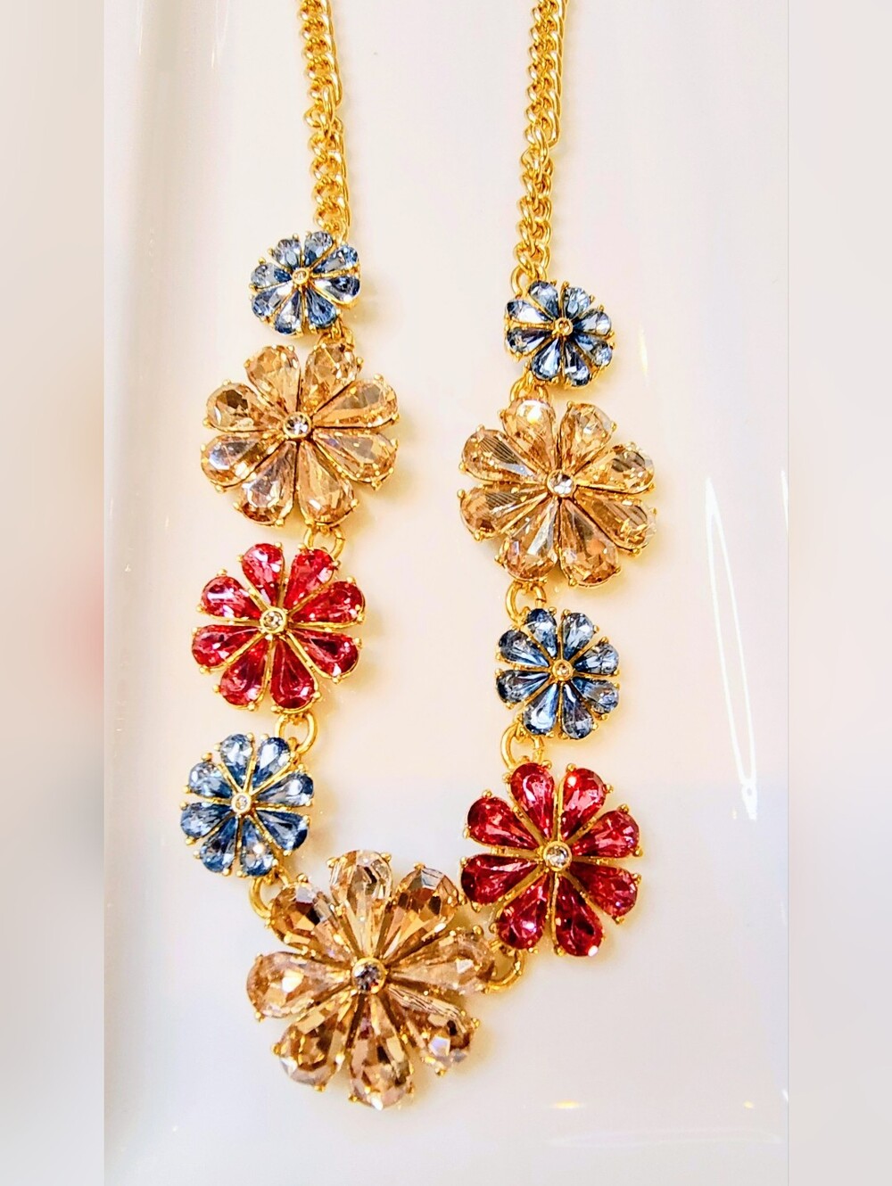 NWT J. Crew Crystal Floral Statement Necklace Pink - Picture 2 of 9